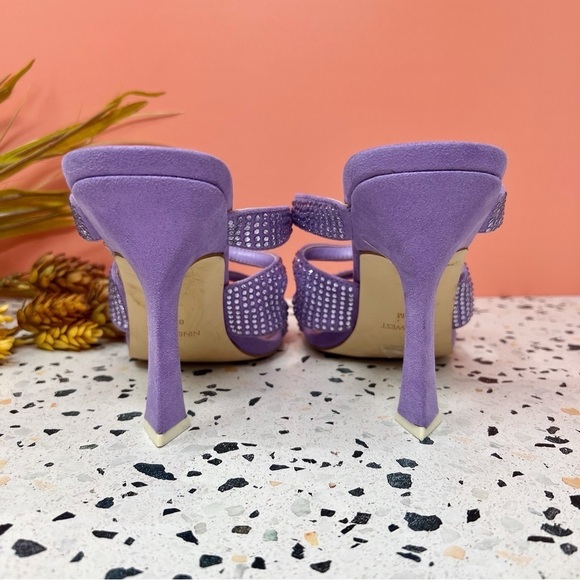 Nine West Y2K 90s Jeweled Women’s Purple Square Toe Heeled Sandals Sz 8 1/2” - Picture 6 of 10